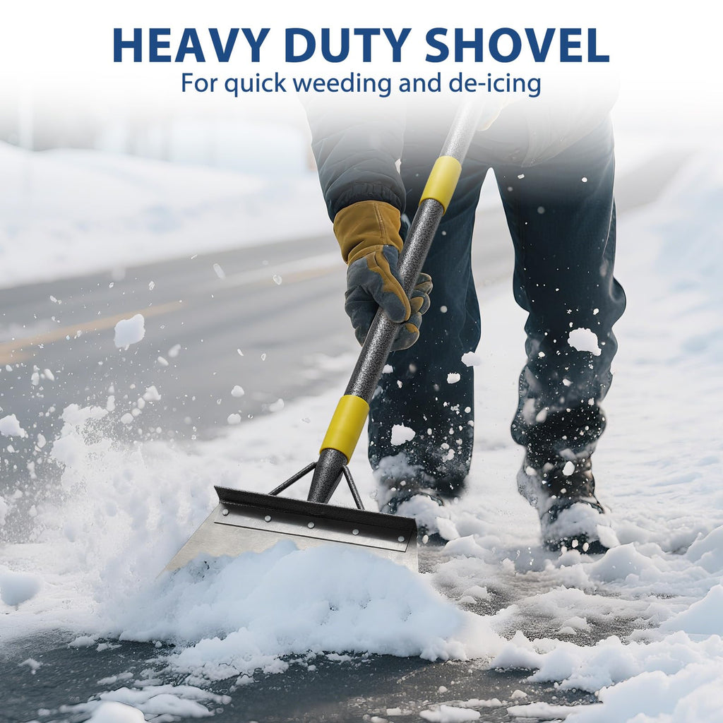 Floor Scraper Long Handle Heavy Duty, 60" Multifunctional Cleaning Shovel, Ice Scraper Stainless Steel Garden Tools Weed Scraper for Cleaning,Weeding,Scraping,Ice Remove,Landscaping,Yard