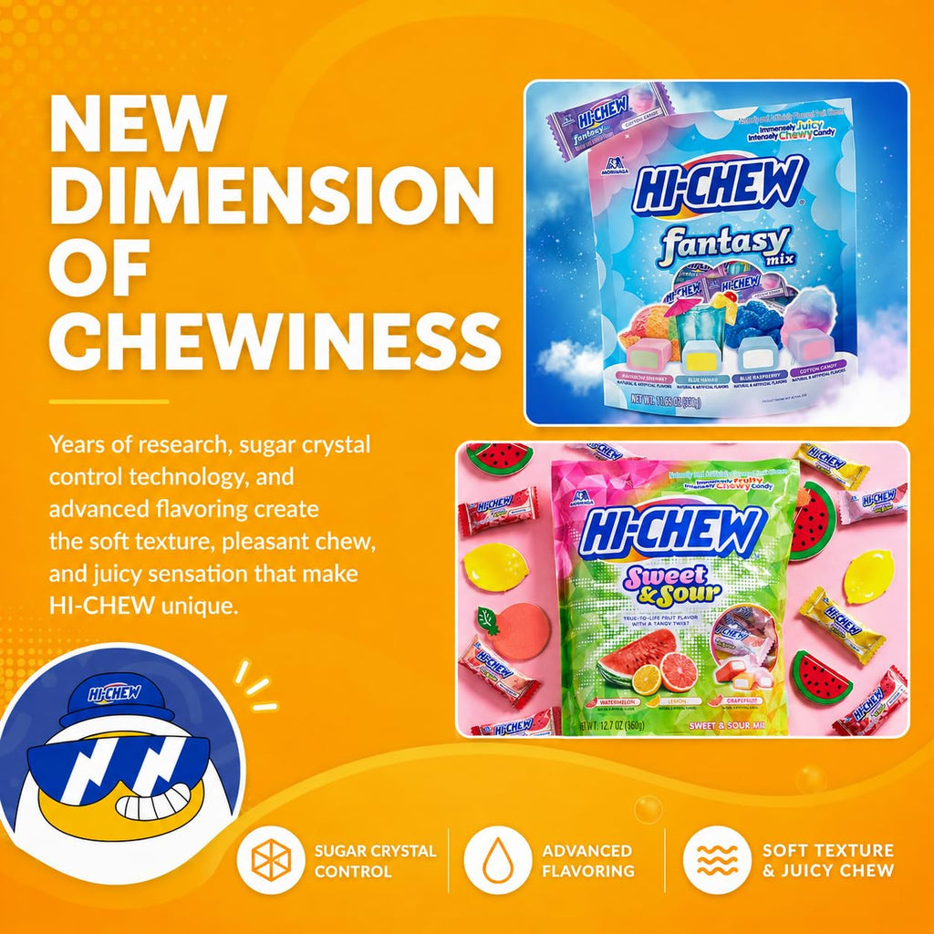 HI-CHEW Grape Sticks, 15-Pack, Unique Fun Soft & Chewy Taffy Candy, 1.76oz Each - Made with Immensely Juicy Fruity Flavors, Halloween Candy