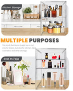 Bread Box,Large Bread Boxs for Kitchen Countertop - 4 Layers Adjustable Bread Storage Container,Clear Boxes for Kitchen Counter, Breads Box Airtight,Bread Holder,Perfect for Bagel Muffins（transparent）