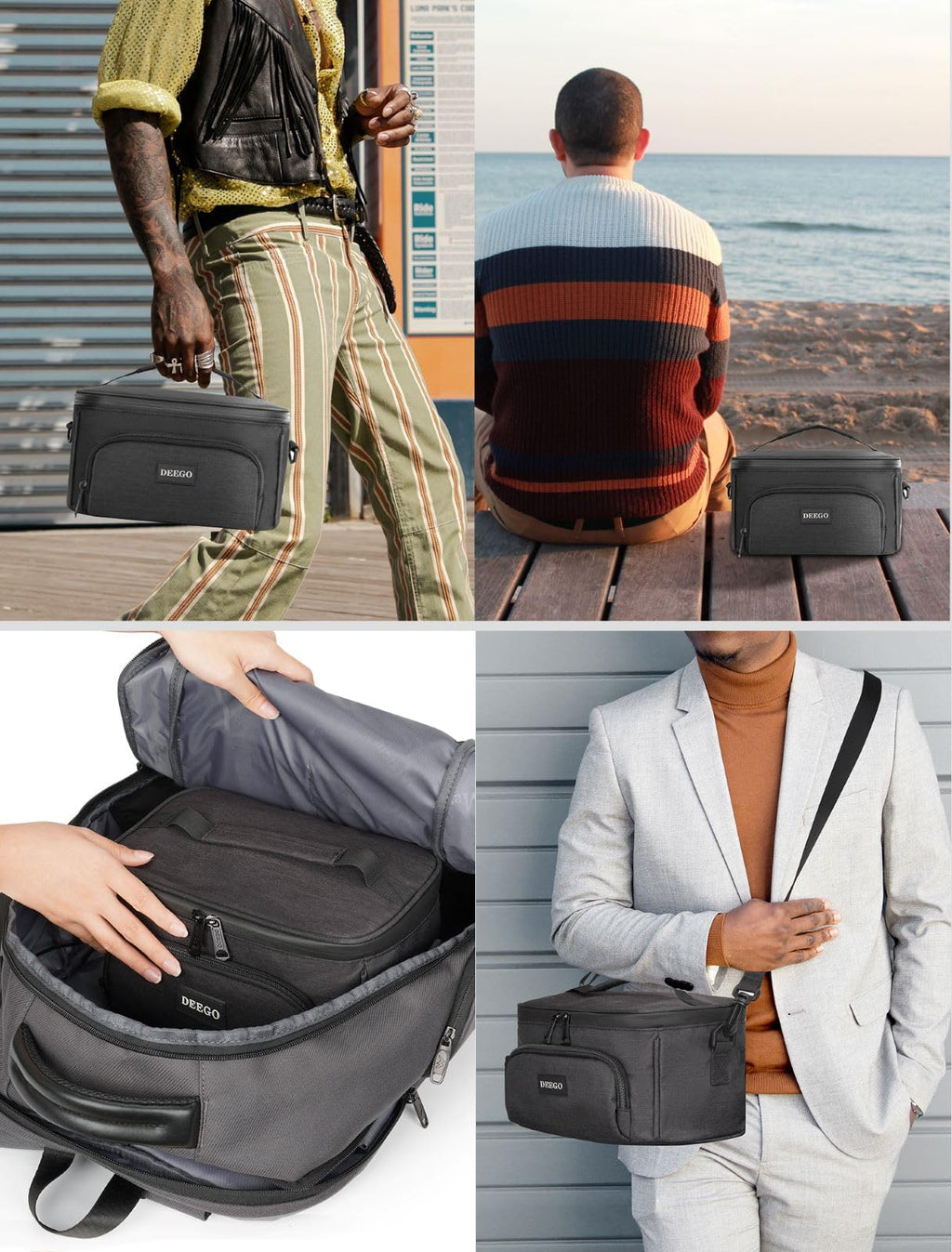 DEEGO Smell Proof Bag,Portable Smell Proof Box&Case, Compact Stash Box Odorless Travel Organizer Bag with Detachable Shoulder Strap Removable Dividers Gifts for Men