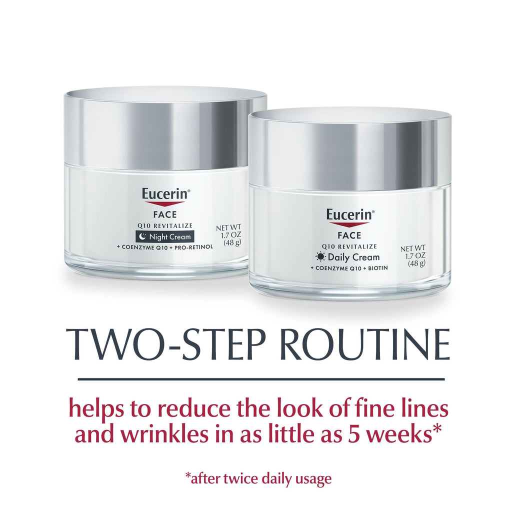 Eucerin Q10 Skin Care Set, Anti Wrinkle Daily Face Cream with Biotin (1.7 Oz) + Anti Wrinkle Night Cream with Pro-Retinol (1.7 Oz), Fragrance Free Face Moisturizer for All Skin Types