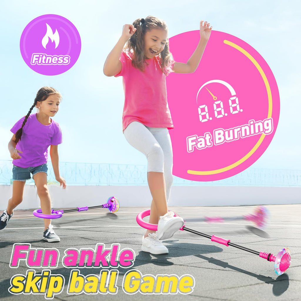 Flooyes Skip Ball for Kids, Ankle Skip Ball Toy with Counter, Timer