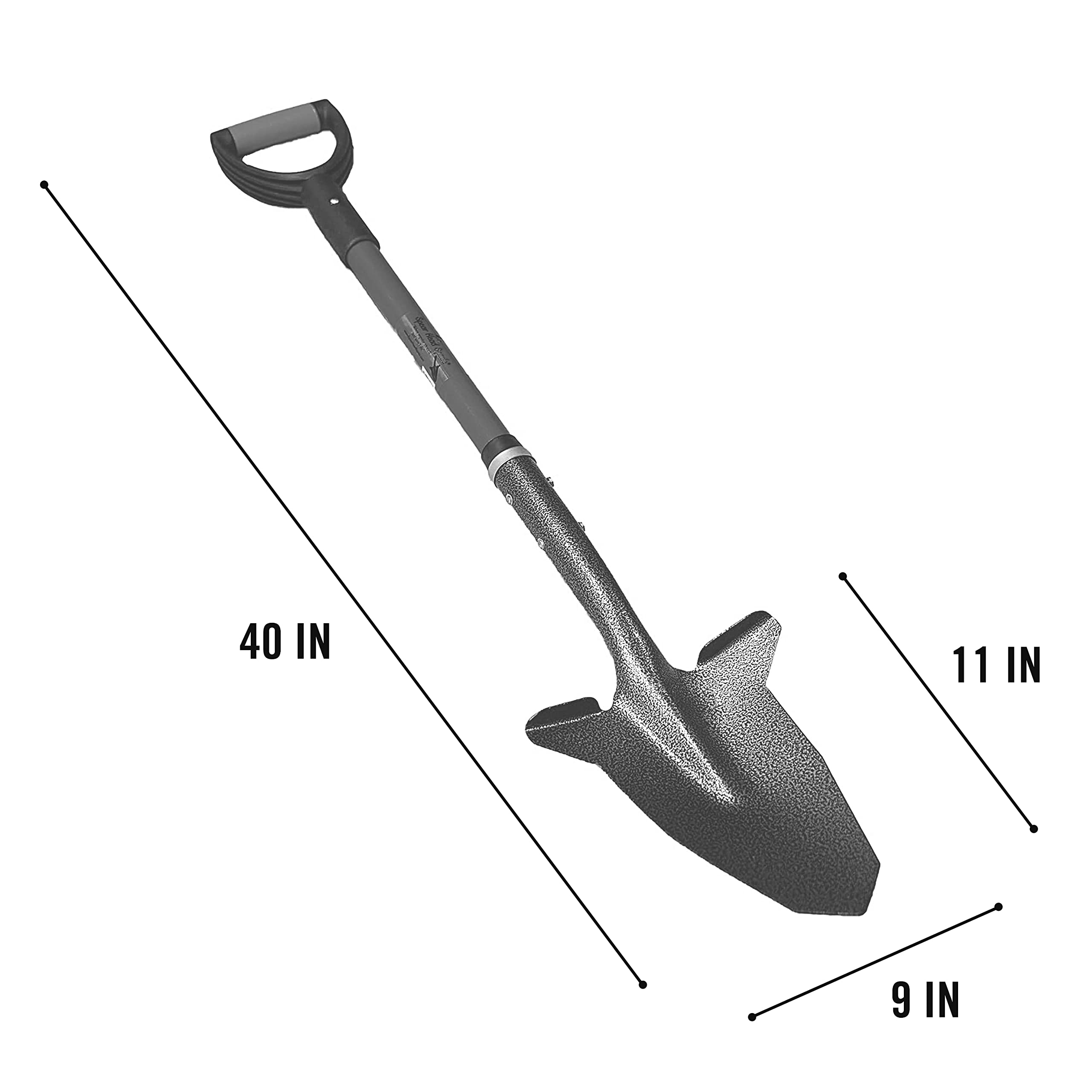 Spear Head Spade SHFD3 40" Red Garden Spade Shovel - Gardening Shovel with a 9" x 11" Beveled Blade, Steel-Reinforced Fiberglass Long Handle & Cushioned D-Grip - Digging Spade for Planting