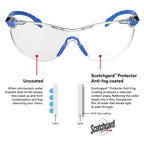 3M Safety Glasses for Men and Women, Solus 1000 Series, ANSI Z87, Scotchgard Anti-Fog, Clear Lens, Low Profile, Blue/Black Frame