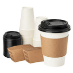 RACETOP 12 oz 50 pack Disposable Paper Coffee Cups with Lids and Sleeves