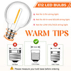 GvvooHome 70 Pack LED G40 Replacement Bulbs for String Lights, Shatterproof Plastic Globe Bulb for Indoor Outdoor Patio Decor, E12 Candelabra Socket Base, Warm White