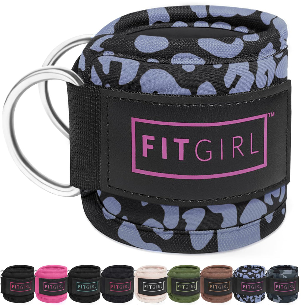 FITGIRL - Ankle Strap (Pair) for Cable Machines and Resistance Bands, Work Out Cuff Attachment for Home & Gym, Glute Workouts - Kickbacks, Leg Extensions, Hip Abductors, Women Only (Animal, Pair)