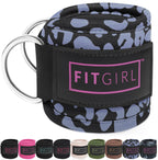 FITGIRL - Ankle Strap (Pair) for Cable Machines and Resistance Bands, Work Out Cuff Attachment for Home & Gym, Glute Workouts - Kickbacks, Leg Extensions, Hip Abductors, Women Only (Animal, Pair)