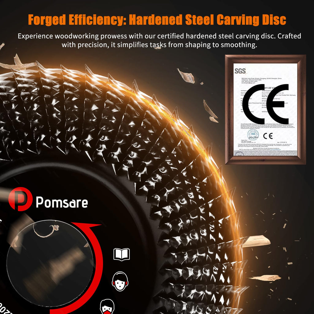 Pomsare 13PCS Wood Carving Disc Set for 4 1/2 Angle Grinder Attachments, Stump Ginder Blades Wheel for Wood, Flap Disc for Woodworking Cutting, Grinding, Shaping and Sanding