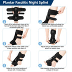 exhood Upgraded Plantar Fasciitis Night Splint, 3 Adjustable Straps Plantar Fasciitis Relief Braces for Achilles Tendonitis, Foot Drop & Heel Spur Pain Relief Day & Night (Black)