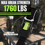 Retractable Ratchet Straps, 4-Pack, 1 Inch x 12 Feet Heavy Duty Tie Downs, 1760lb Break Strength, Self Retracting for Truck, Cargo, Trailer, Motorcycle, ATV, UTV (Black-Green, 4pack)