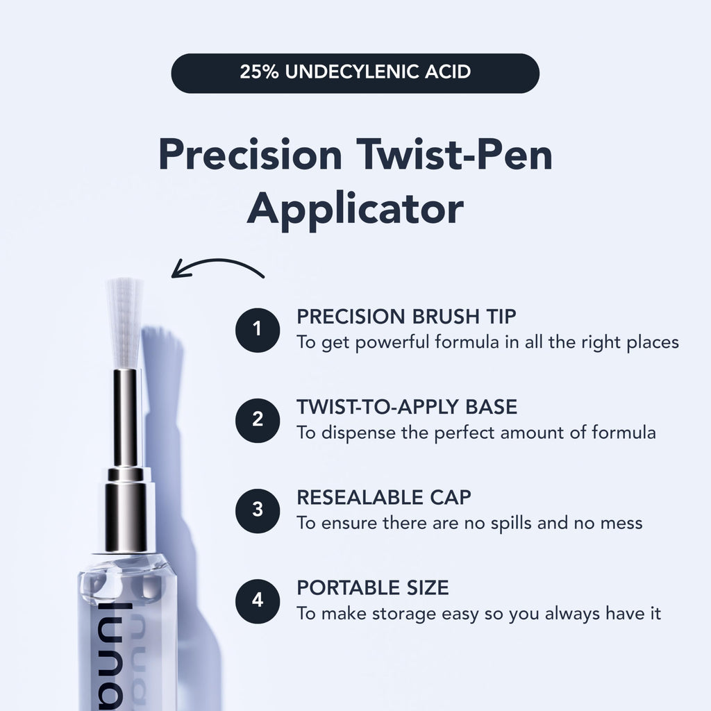 Lunavia Antifungal Pen – Cures Most Athlete’s Foot, Jock Itch, and Ringworm - 25% Undecylenic Acid with added Tea Tree, Jojoba, Clove Bud Oils & Aloe - 3-Pack Twist Pen (9ML Volume)