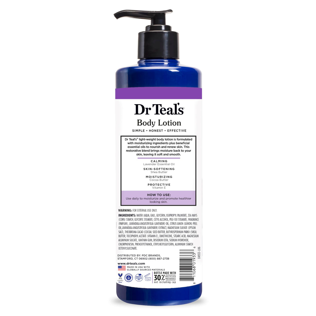 Dr Teal's 24 Hour Moisture+ Body Lotion, Lavender Essential Oil, 18 fl oz (Pack of 3)