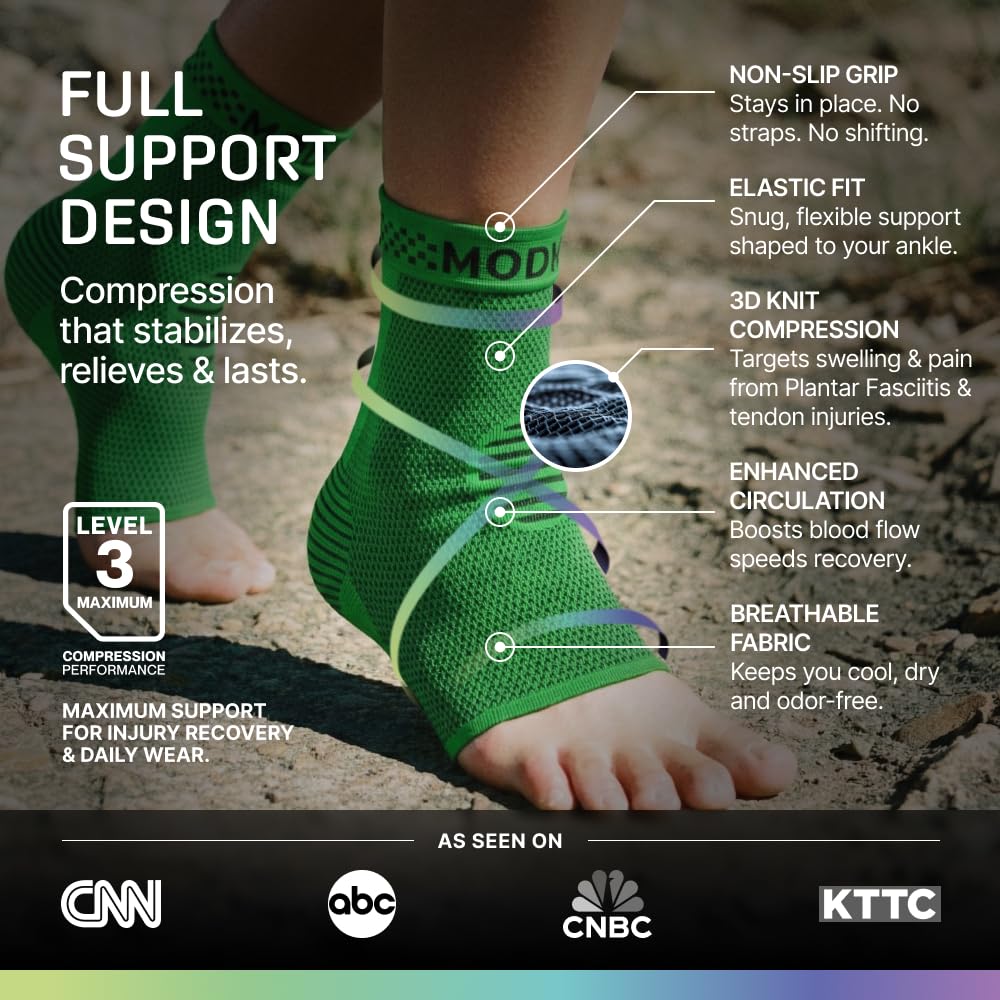 Modvel Ankle Brace for Women & Men - Compression Ankle Sleeve & Foot Brace, Right Left Ankle Support for Sprained Ankle, Achilles Tendonitis, Plantar Fasciitis Relief, Running Basketball Soccer