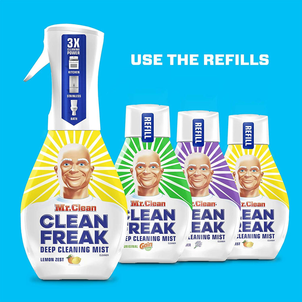 Mr. Clean Freak Deep Cleaning Mist Multi-Surface Spray Lavender Bundle, 1 Starter + 1 Refill