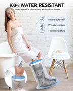 DNEOUXI Waterproof Extra Wide Leg Cast Cover for Shower, Extra Large Watertight Foot Protector Cover with Non-Slip Bottom for Plus Size Adults Surgery Casts Boots, Fits Leg Size 12"-29"