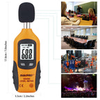 Decibel Meter, RISEPRO® Digital Sound Level Meter 30 – 130 dB Audio Noise Measure Device Backlight MAX/MIN, Data Hold Auto Power Off Dual Ranges HT-80A