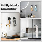 WingWider Shower Hooks for Inside Shower,Suction Cup Hooks for Glass Window,Removable Towel Hooks for Bathrooms,2 Packs(Black)