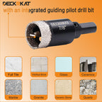7/8 Inch Diamond Hole-Saw Bits with Pilot Drill Bit - 2pc 7/8" Diamond Tipped Tile Hole Saws with Guiding Bit Accurate Drilling for Porcelain Tile Ceramic Pottery Granite Stone Glass Bottles 22mm