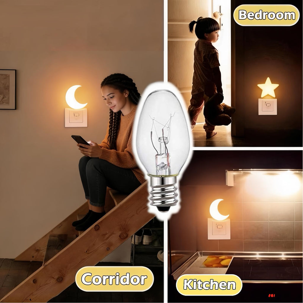 WokHok C7 Night Light Bulb 4 Watt,E12 Candelabra Base,15 Lumens,Small Light Bulb,Night Light Replacement Bulbs,Clear, Soft White - 12 Pack