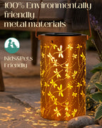 DIBIEECN Birthday Gifts for Women Mom Grandma Wife, Solar Lanterns Outdoor Waterproof, Metal Hanging Lights Garden Decor, LED Decorative Lantern for Patio Porch Backyard,Dragonfly, 1 Pack