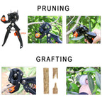 Upgrage Garden Grafting Tools, 2 in 1 Garden Pruning Tools Including Grafting Knife, Pruning Shears, Replacement Blades Grafting Tapes and Labels for Plant Branch Fruit Tree Cutting Pruner Tool Kits