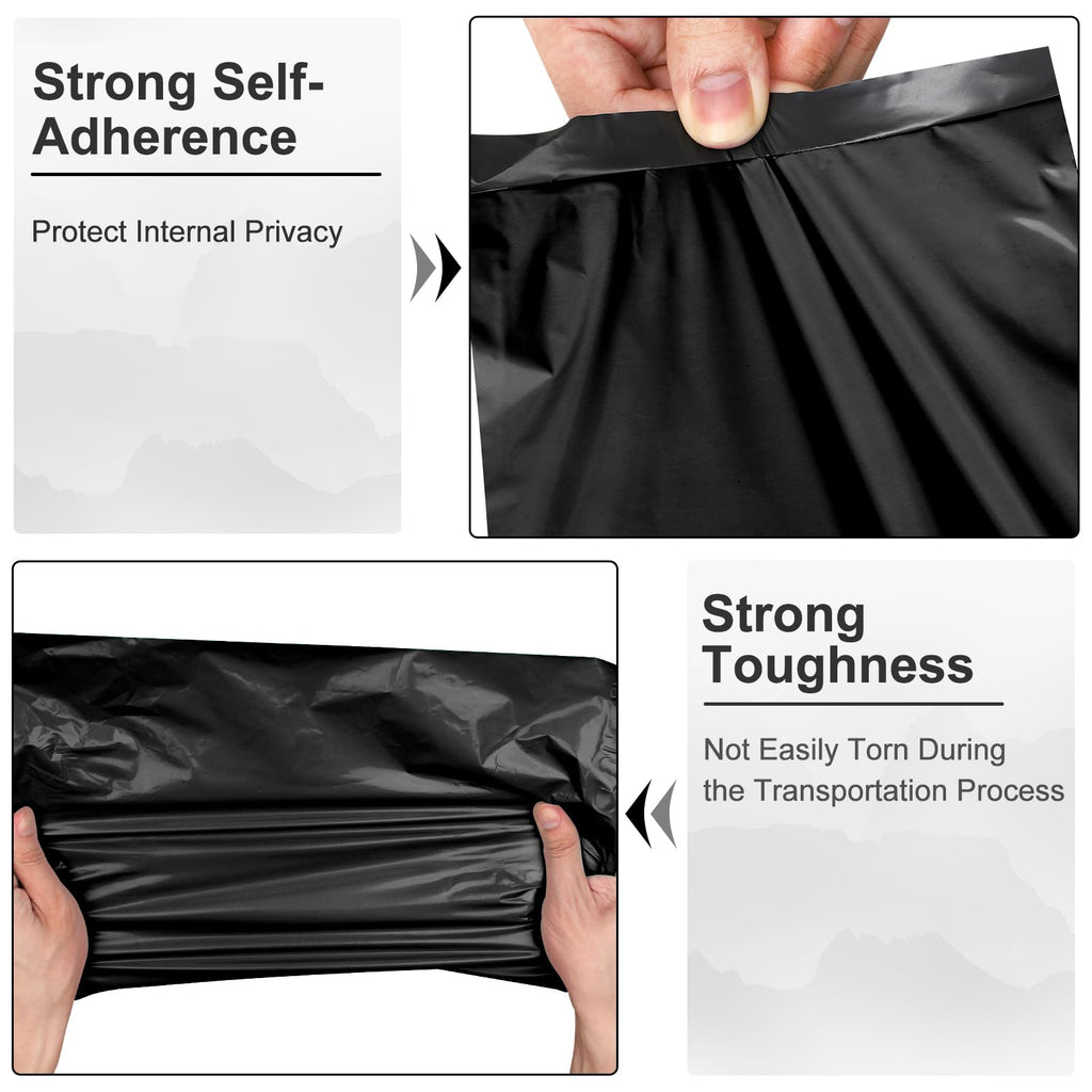 JollyTrip Poly Mailers 10x13 Inch 200 Pcs, Black Shipping Bags, Mailing Envelopes with Self Seal Adhesive Strip, Waterproof and Tear-Proof Poly Bags for Non-Fragile Items