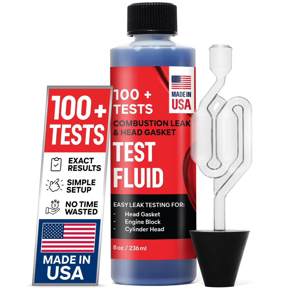Combustion Leak + Head Gasket Test Kit - Over 100 Tests - Includes 8oz Leak-Detection Fluid, Tester + Nozzle - Made in USA - Detect Leaks Quickly For Most Engine Systems - Fuel, Boost, Coolant & More