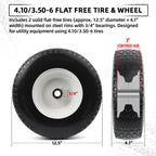 AR-PRO (2 Pack) 4.10/3.50-6 Flat Free Tire and Wheel, Solid Tire with Steel Rim, 3" -6.25 Centered Hub, 3/4" Bearing with 5/8" Adapter, for Wheelbarrow, Hand Truck & Utility Equipment