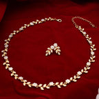 Enrwin Austrian Crystal Rhinestone Choker Necklace Dangle Earring Link Bracelet Jewelry Set for Brides Bridesmaid Prom Costume Accessories for Women (En001-White-Gold Plated)