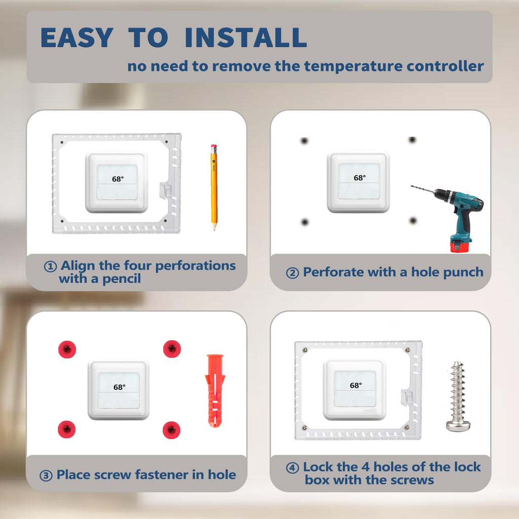 6 PCS Large Thermostat Lock Box Cover with Key, Clear Thermostat Cover with Lock Compatible with Home Thermostat On Wall, AC Lock Box Cover with Key Fits Thermostats 5" H x 6" W or Smaller