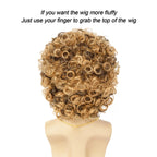 TUOFLY Disco Wig 5Pcs Set (Wig+ Glasses+ Necklace+ Mustache+ Wig Cap) 70'S Costumes Wig Afro Wig Men Short Curly Natural Fluffy Synthetic hair Wig for Halloween Disco Party