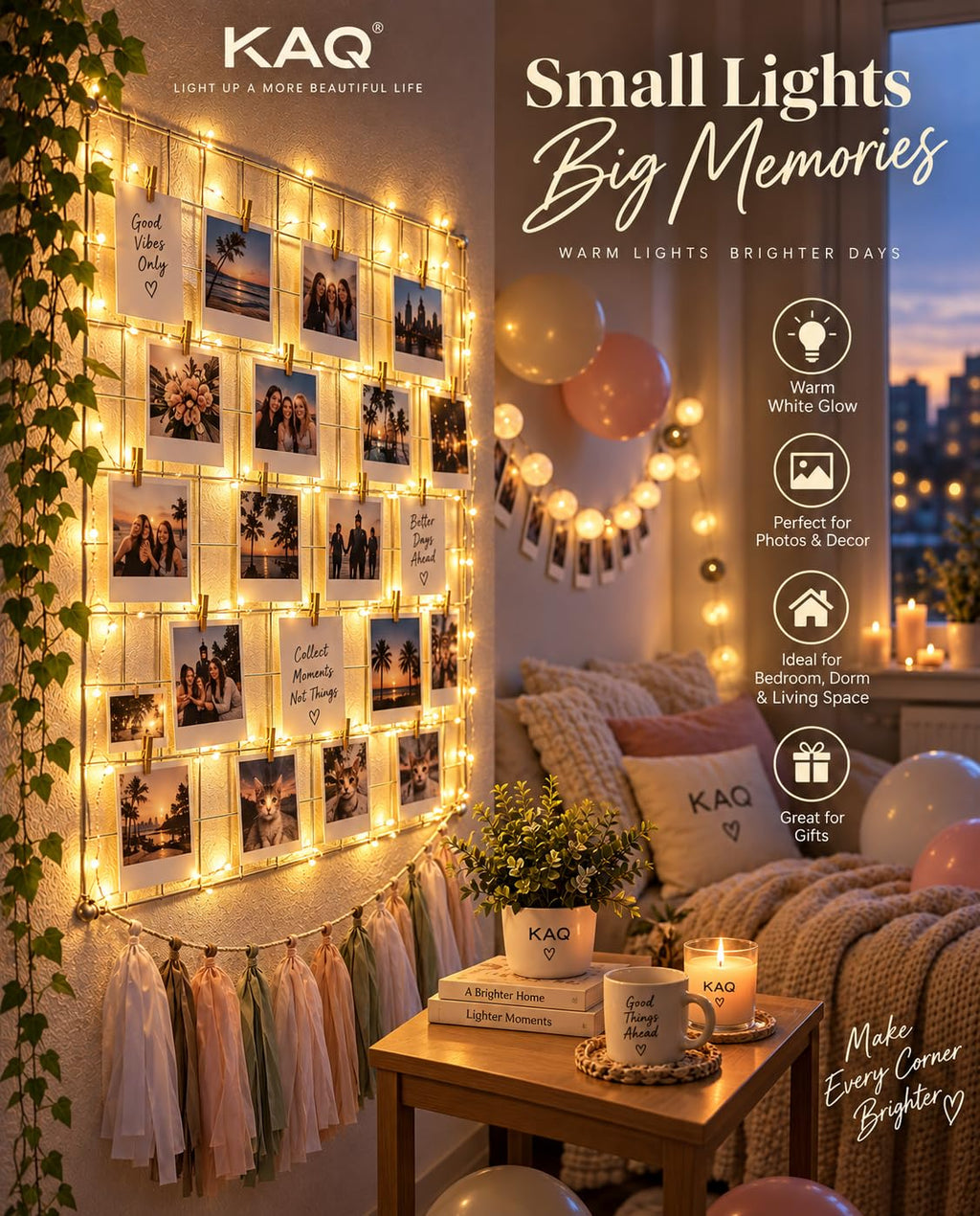 KAQ Fairy Lights Battery Operated with Remote, 4Pack 80FT 240LED Warm White