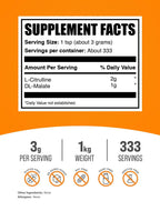 BulkSupplements.com L-Citrulline Malate 2:1 Powder - Nitric Oxide Boost, Citrulline Malate Supplement - Unflavored & Gluten Free - 3g per Servings, 1kg (2.2 lbs) (Pack of 1)
