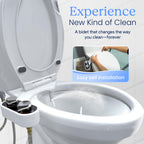 CLEAR REAR Bidet Attachment for Toilet Seat - Non-Electric with Self Cleaning Dual Nozzles, Leak Proof Connectors, Adjustable Water Spray, Rear & Feminine Wash - Hygienic Bathroom Upgrades (Black)