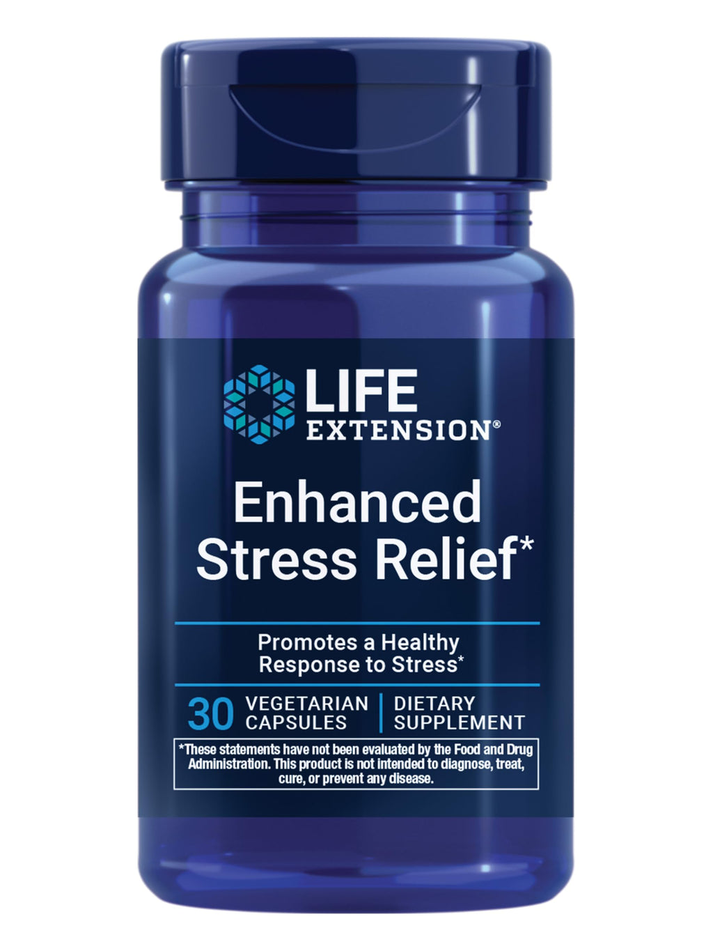 Life Extension Enhanced Stress Relief, Lemon Balm Extract, L-theanine, decompress with This Supplement for Stress, Gluten-Free, Non-GMO, Vegetarian, 30 Capsules