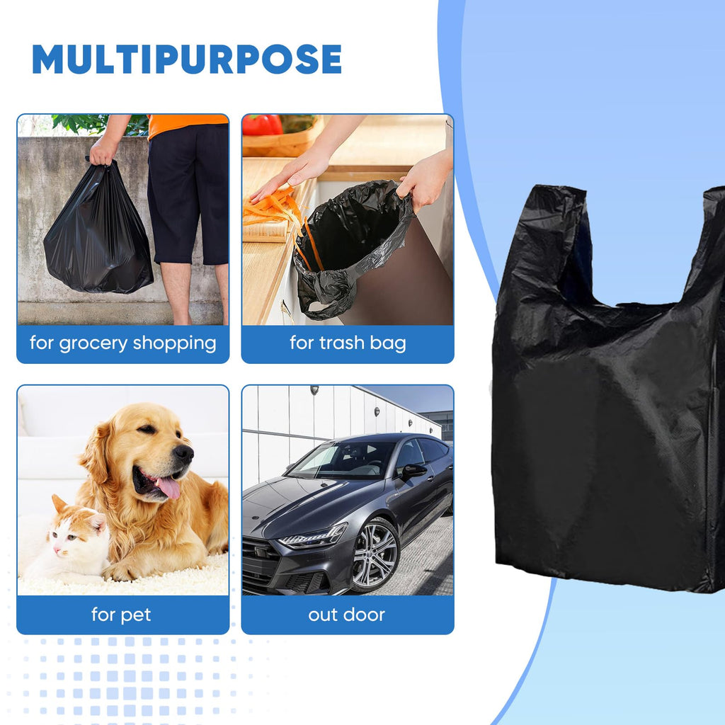 LimonLaviu Black Plastic Grocery Bags, 100 Pack, 11.5'x 6.5" x 21', 22 Pound Capacity, Heavy Duty, Unscented
