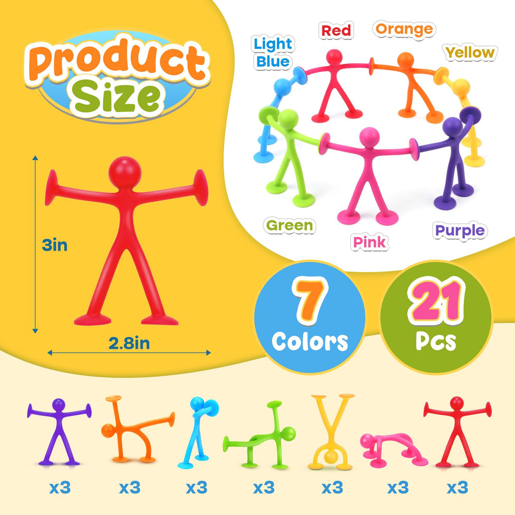 OleOletOy Suction Fidget Toys for Kids: 21 Pack Stretchy Sensory Toys
