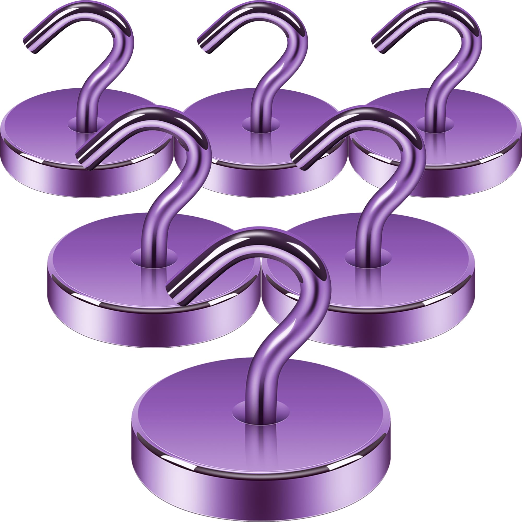 Neosmuk Magnetic Hooks, Heavy Duty 180 lb Magnet Hooks for Cruise Ship Door & Walls, Refrigerator & Grill, Extra Strong Neodymium Hanging Travel Essentials, Purple