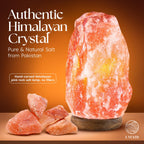 UMAID Himalayan Salt Lamp 8–10" (7–11 lb) Dimmable Pink Rock Salt Lamp with Wooden Base & Night Light Bulb, Spa Home Decor Lamp for Bedroom, Office Desk & Meditation Room, Unique Gifts for Men & Women