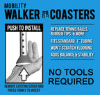 Easy To Use Products | Walker Coasters | Longer Lasting More Durable Tennis Ball Alternative | Glides Easily Over Hard Surfaces | 6 Count | Storm Gray