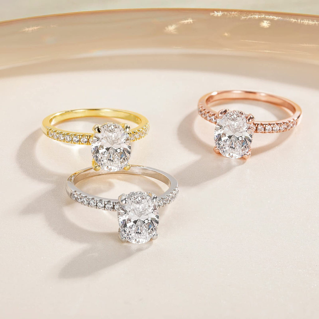EAMTI 925 Sterling Silver Engagement Rings for Women Oval Cut Size 7
