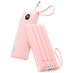 VRURC Portable Charger, Slim Power Bank Built-in 4 Cables, Travel Essential