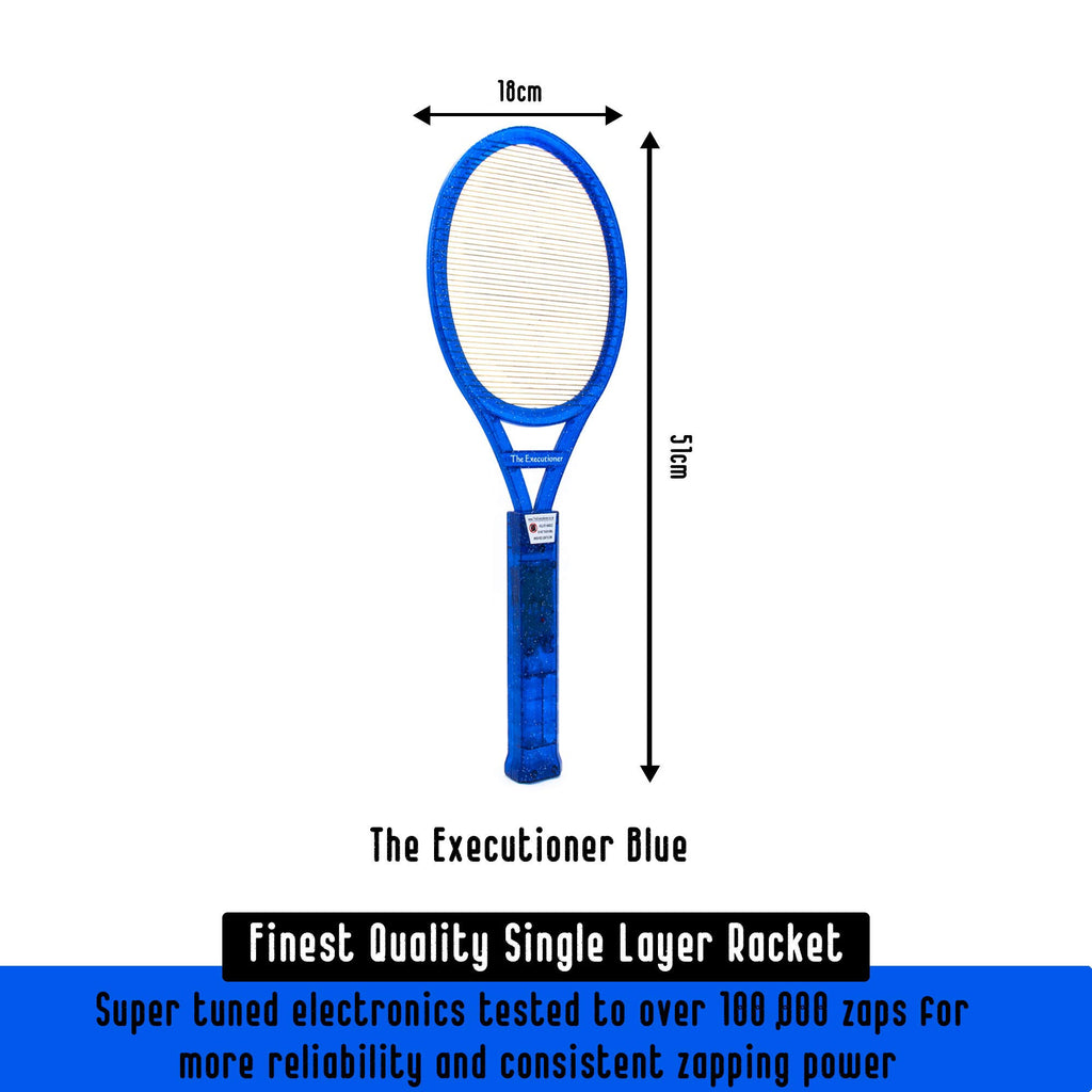The Executioner Fly Zapper Mosquito, Wasp, Bug, Insect Killer Swatter Electric Fly Zapper Racket Single Layer for Efficient Zapping Indoor Outdoor (Blue)
