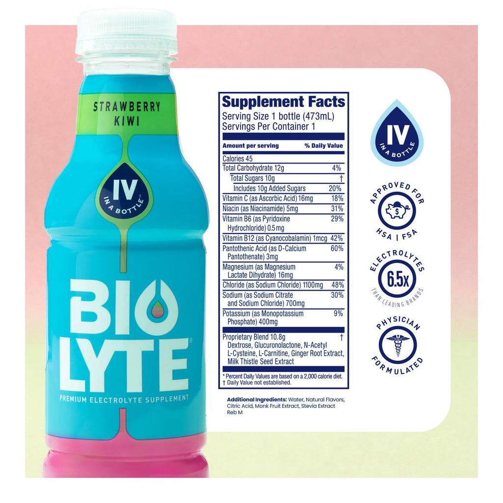 Strawberry Kiwi Hydration Drink - 12 Pack by BIOLYTE