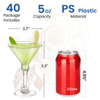 CALBODE 40 Pack Plastic Martini Glasses 5 Oz Disposable Cocktail Cups