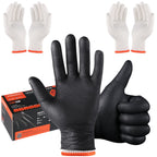 ANBOSON BBQ Gloves for Cooking Baking Grilling, 100 Count Disposable Nitrile Gloves and 4 Count Cotton Glove Liners Washable (10mil Nitrile, X-Large)