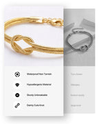 UVGVA Gold Silver Love Knot Bracelet, 18K Gold Plated Bracelets for Women