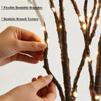 Hairui Lighted Brown Branches Battery Operated with Timer 32IN 100 LED Fairy Lights, Willow Branch Lights for Home Bedroom Fireplace Christmas Holiday Decoration Indoor Outdoor Use (Vase Excluded)