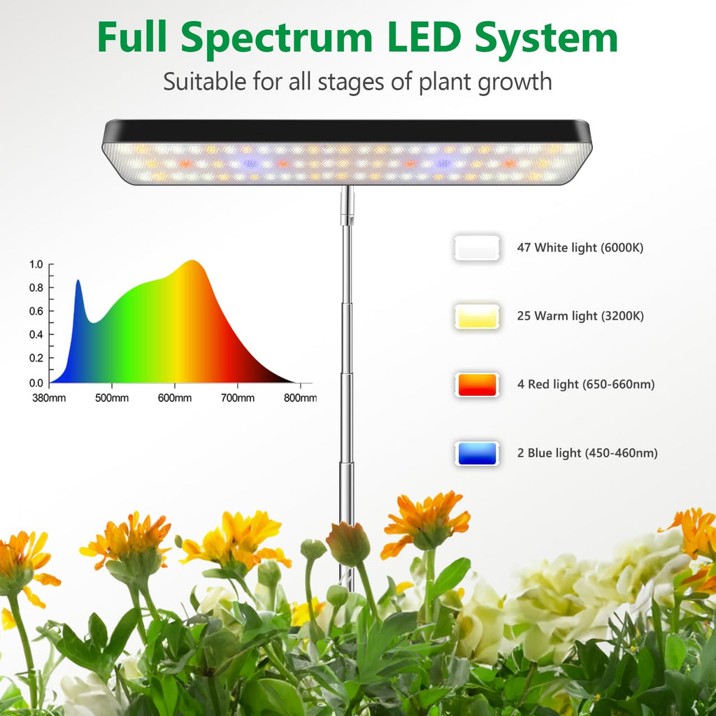 Aumtrly LED Grow Light Black, Full Spectrum Table Plant Light with Base
